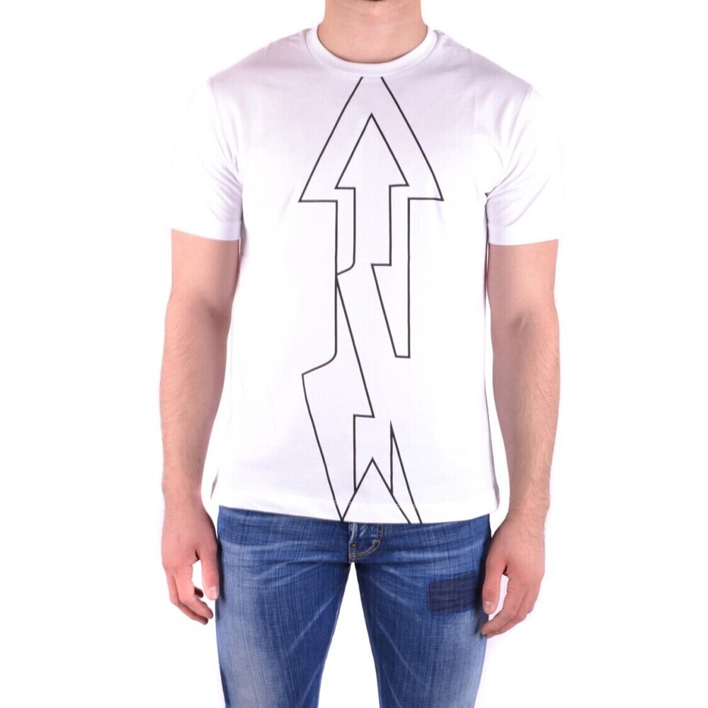 LES HOMMES Abstract Arrow Graphic White T-Shirt